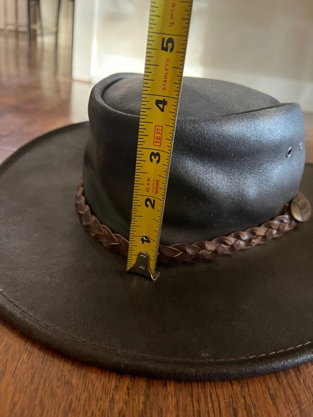 Jacaru Australia Outback Leather Wide-Brim Hat Acubra Hat with Braided Band - Picture 8 of 8